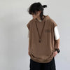 Sleeveless Cotton Letter Imprinted Tank Hooded T-Shirt