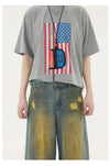 Baggy Western Baskılı Jean Şort, yakın çekim — Navra Wear