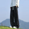 Retro Black Beige Straight Trousers