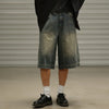 Wide Leg Jean Şort, yakın çekim — Navra Wear