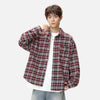 Color Splice Plaid Retro Long Shirt