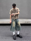 Wide Leg Hip-Hop Baskılı Jean Şort, önden görünüm — Navra Wear