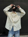 Jacquard Weave Solid Lapel Pocket Shirt