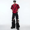 Sleeve Short Design Contrast Color T-Shirt