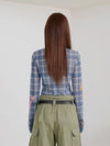Blue Plaid Visual Long Sleeve T-Shirt