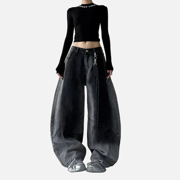 Chic Ombre Seoul Style Bell Leg Denim alternatif görünüm
