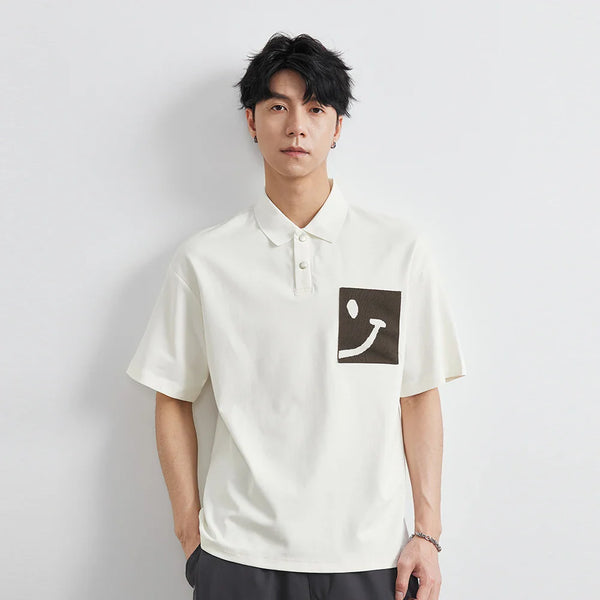 Colorblock Smiley Cartoon Sport-Collar Sundaze T-Shirt alternatif görünüm