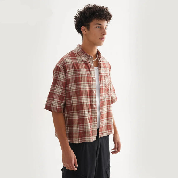 Pop Color Short Loose Woven Top alternatif görünüm