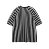 Warm-Season Frosted Revival Letter Print Vertical Stripes T-Shirt