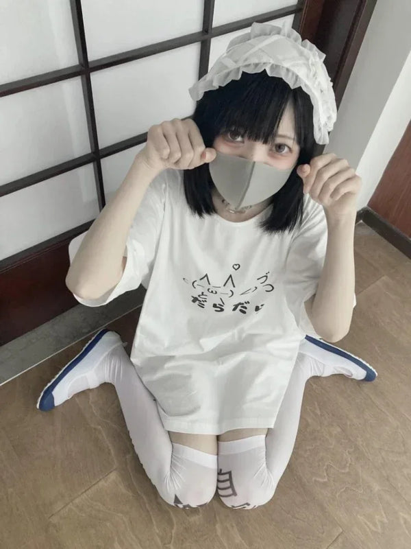 Cute Sundaze Harajuku Cartoon Unstructured T-Shirt alternatif görünüm