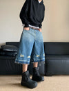 2000s Torn Rinse Denim Shorts