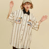 Toon Stitch Pattern Vintage Woven Top