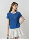 Women Old School Everyday Blue Nautical Style Knit T-Shirt