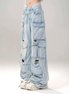 Breathable 2000s 90s Style Oversized Torn Utility Denim
