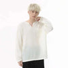 Sharp-Cut Seoul-Style Long Sleeve V-Neck T-Shirt