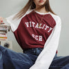 Contrast Burgundy Long Sleeve T-Shirt