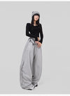 Soft Gray Cord Hip-Hop Trousers