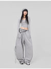 Soft Gray Cord Hip-Hop Trousers