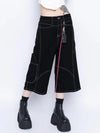 Mosaic Black Timeless Wide Leg Denim Shorts