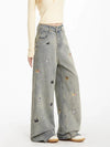 Sleek Heritage Western Puppy Stitched Wide Denim