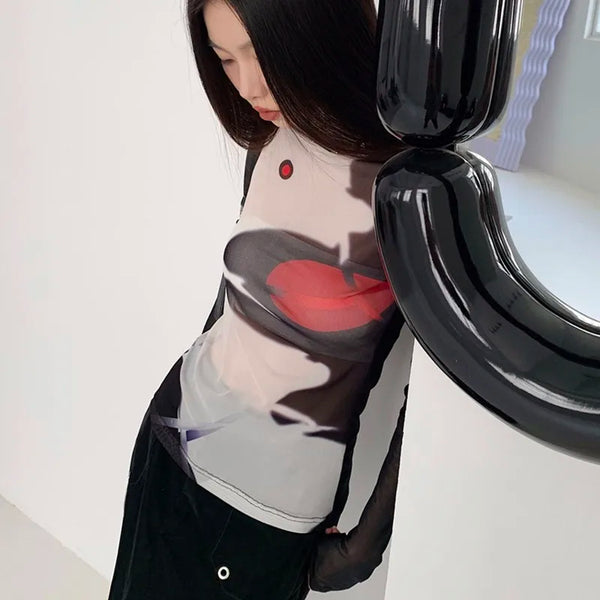 Cyber Millennium Mesh Torn-Vibe T-Shirt alternatif görünüm