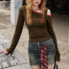 Shoulder Off Collar Diagonal Sexy T-Shirt
