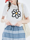 Fresh-Wave Sharp-Cut Floral Print White T-Shirt