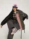 Lapel Plaid Long Sleeve Womens Blouse
