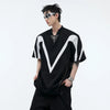 Sleeve Short Design Contrast Color T-Shirt