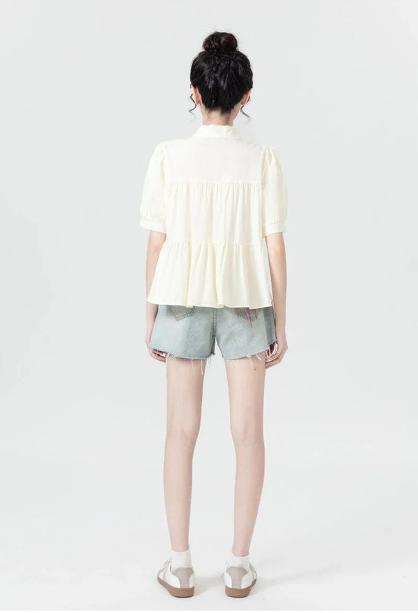 Puff Sleeve Sweet Summer Loose Blouse alternatif görünüm