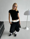 Signature Black Color Block Utility Denim Shorts