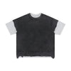 Retro-Faded Fragment Ripped Sleeve T-Shirt