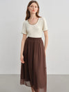 Hand-Stitched Lace Contrast Color Short T-Shirt