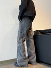 2000s Metro Heritage Cyber Gray Pintuck Relaxed Denim