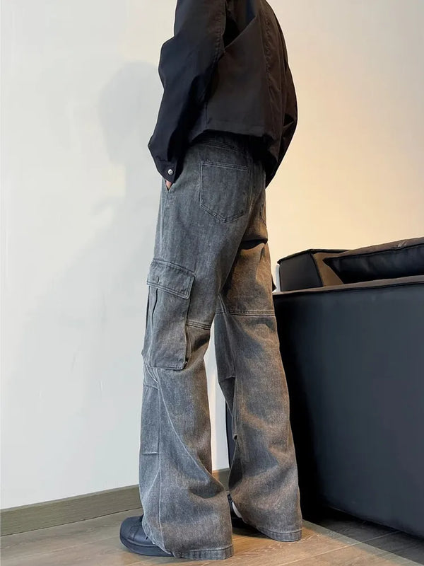 2000s Metro Heritage Cyber Gray Pintuck Relaxed Denim alternatif görünüm