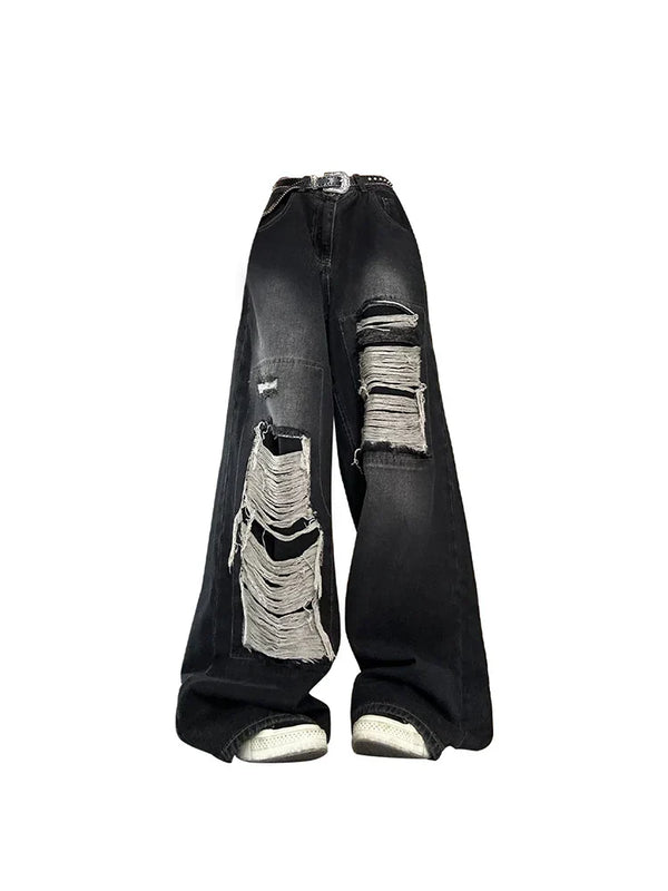 2000s Dark Torn Women's Denim alternatif görünüm