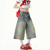 Metro Sleek Mosaic Wide Leg Denim Shorts