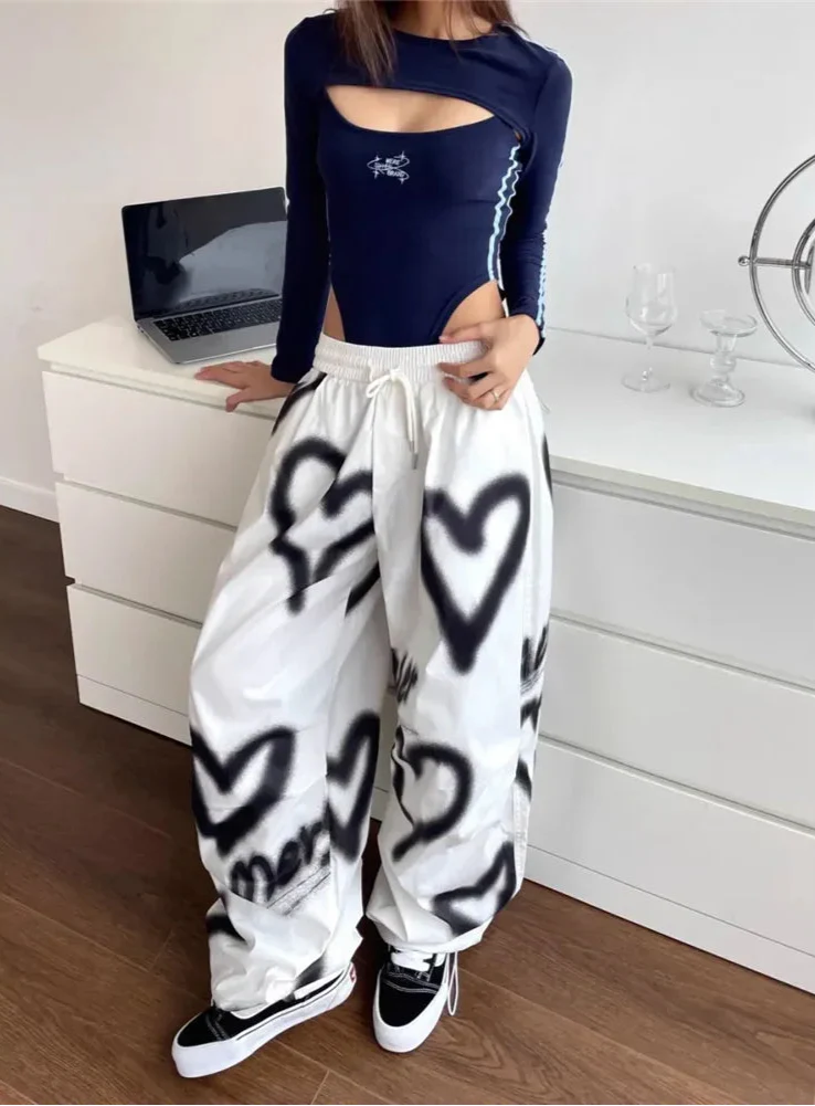 Heart Print Elastic Joggers