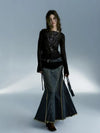 Black Darkwave Off-shoulder Long Sleeved Top