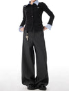 Sleek Black Pleat Wide-Leg