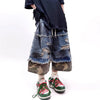 Timeless Woodland Splicing Denim Shorts