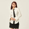 White Tie-Neck Slim Trendy Womens Top