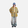 Drape-Fit Plaid Oversized Long Shirt