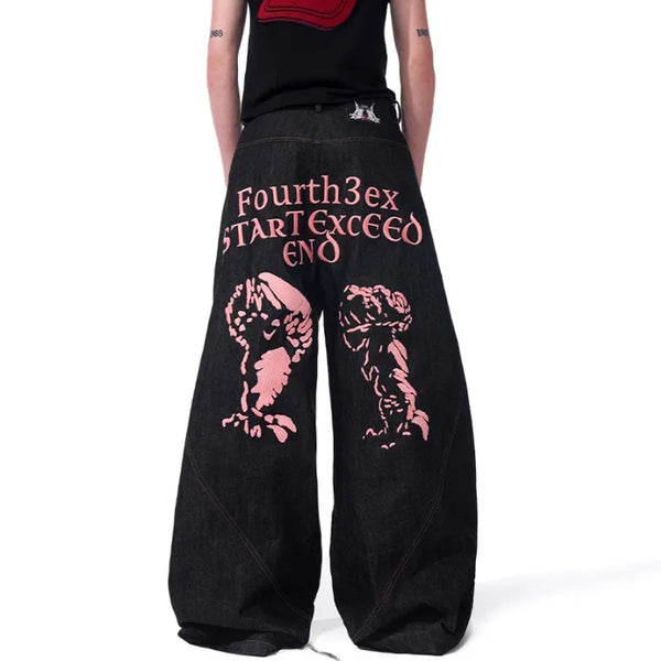 Chic Letter Printed Chill Fit Denim alternatif görünüm