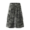 Heavy-Duty Woodland Field Relaxed Wide Leg Denim Shorts