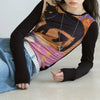 Washed-Out Dark-Craft Long Sleeve Cut-Short T-Shirt