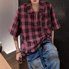 Diamond Check Half-Zip Casual Top
