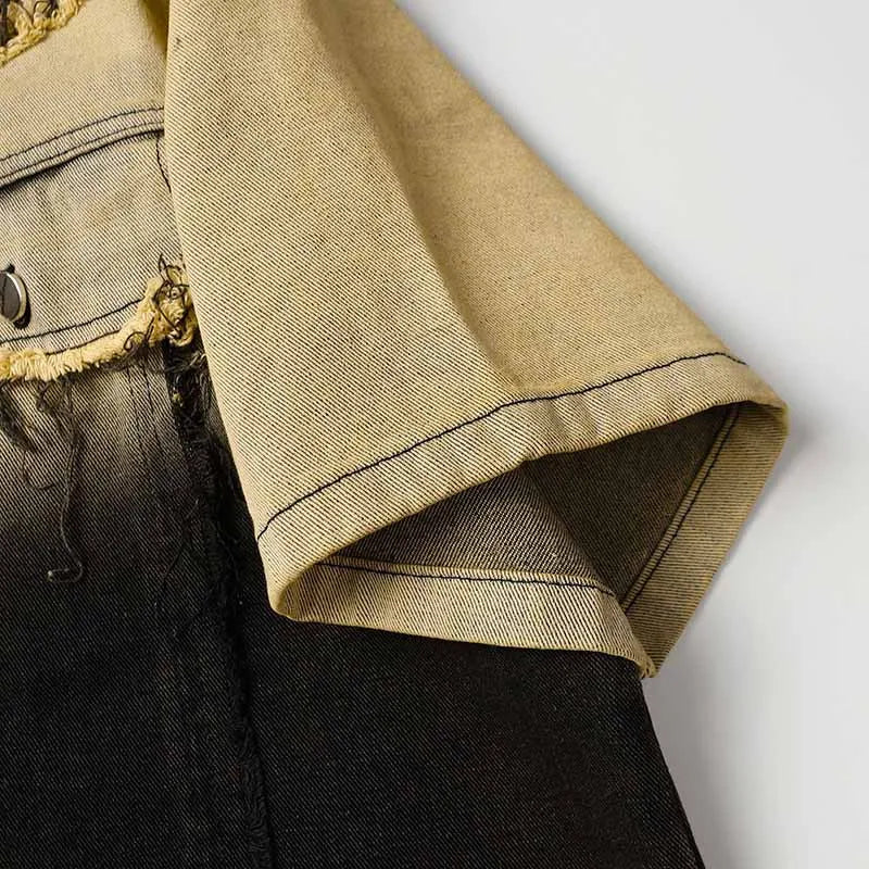 Batik Desenli Kısa Kollu Gömlek, model üzerinde — Navra Wear