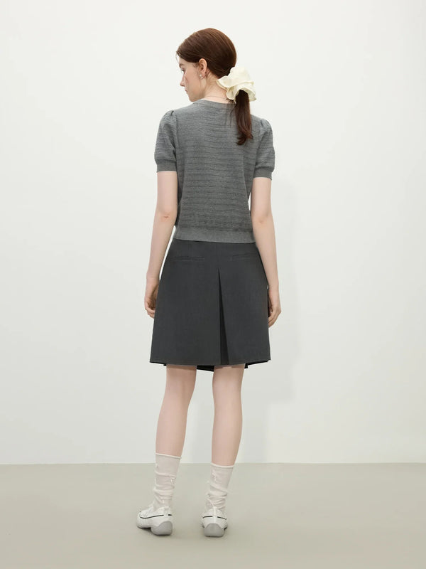 Knitted Texture Hollow Versatile Hop Hip Women T-Shirt alternatif görünüm