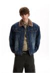 Heavy-Duty Brushed Fur Collar Denim Jacket